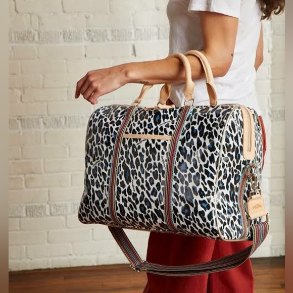 Consuela Bags Consuela Jet Setterliz Blue Leopard Print Large Bag
